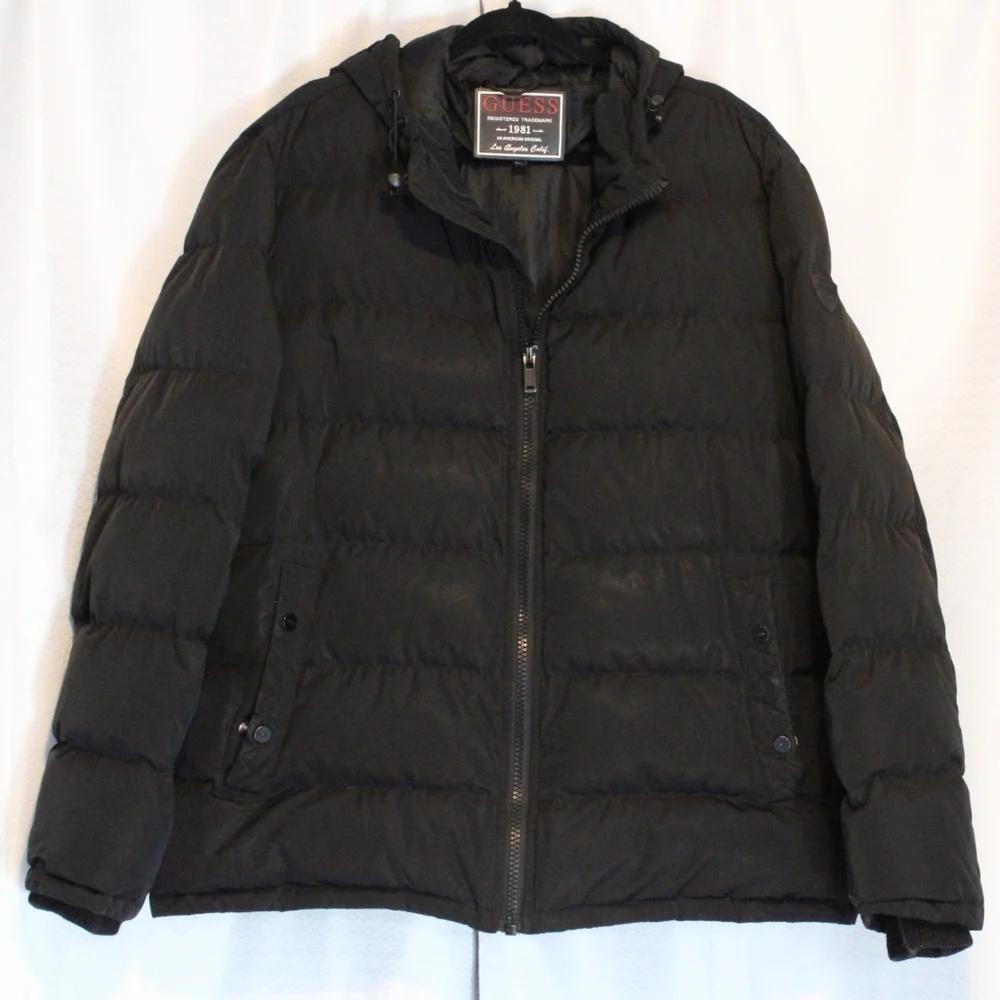 Men’s Vintage Guess Black Feather Down Puffer Jacket – XXL - Picture 1 of 11